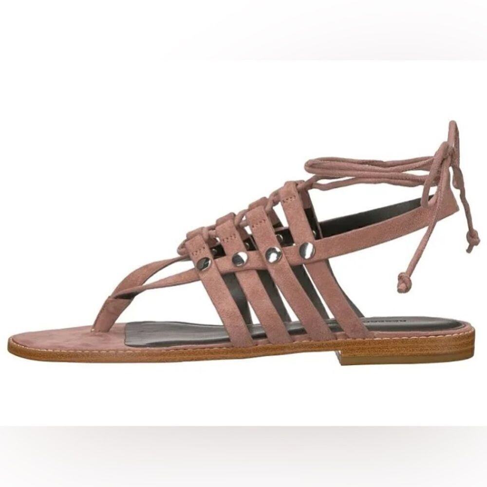 Rebecca Minkoff Evonne Caged Gladiator Lace Up Sandals Mauve Suede Womens 9.5‎